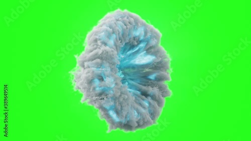Opening vortex smoke portal, gateway to another dimension of the world. Magic portal of clouds, smoke on a black background. Emission blue energy within the portal, 3D 4k animation with green screen