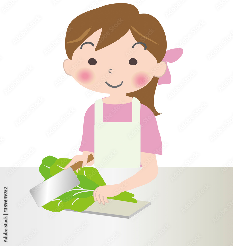 料理する女性 料理する女性