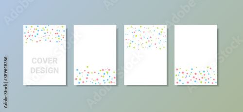 Modern celebration flyer template with colorful confetti background. A4. Vector