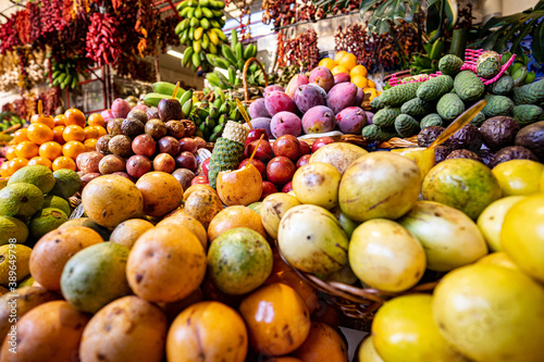 Fototapeta Naklejka Na Ścianę i Meble -  Fruits on Mercado dos Lavradores in Funchal,  Madeira