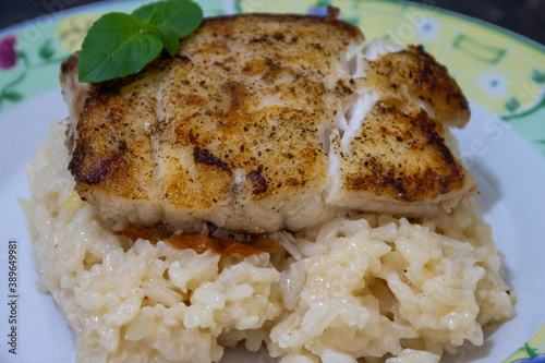 grilled fish with risotto