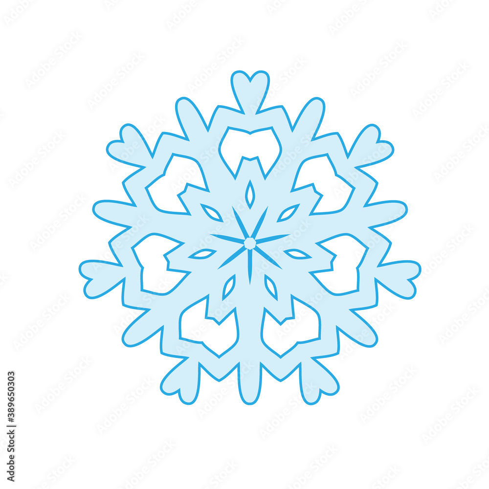winter Snowflake isolated on white background. Vector illustration.