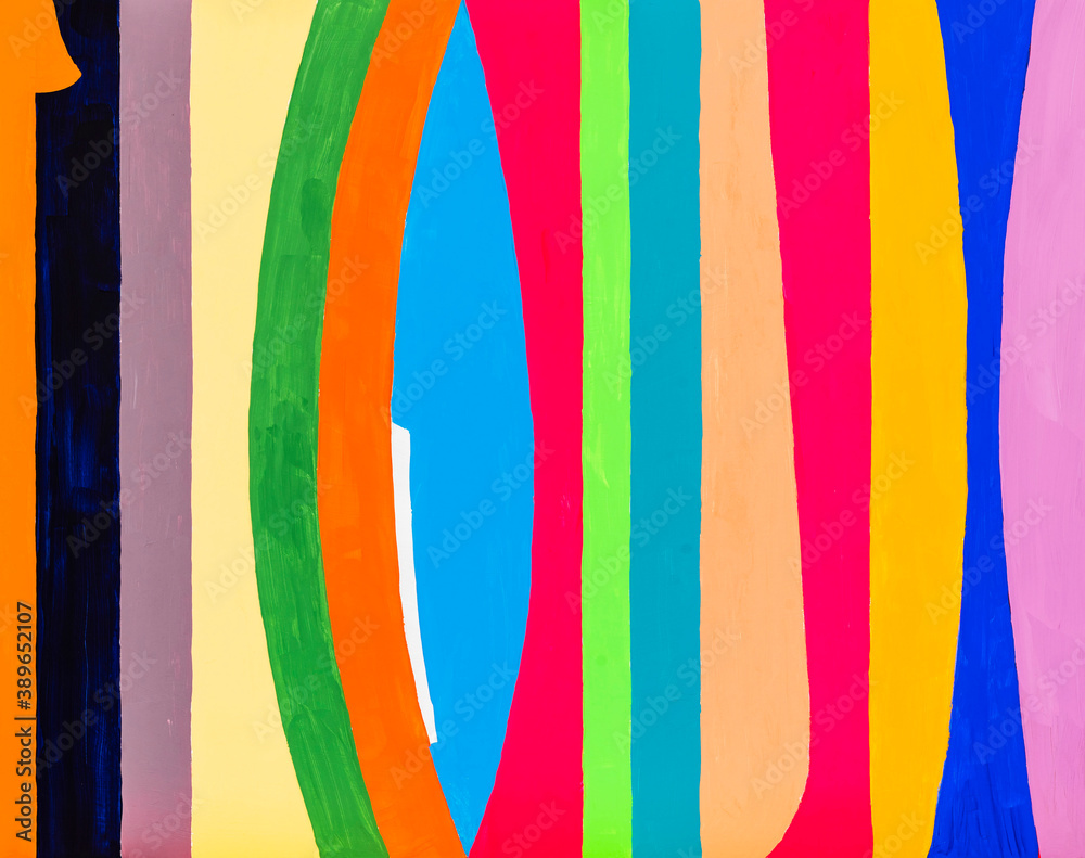 Obraz premium A Painting with a Line of Bold, Colourful and Distorted Stripes.