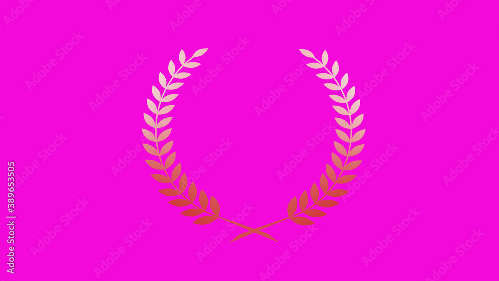 Obraz premium Amazing white and red gradient wreath logo icon on pink background, Best wheat icon