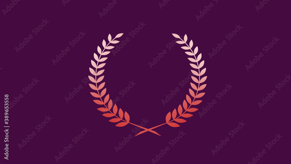 Beautiful red and white color gradient wreath icon on pink dark background, Wheat icon Beautiful red and white color gradient wreath icon on pink dark background, Wheat icon