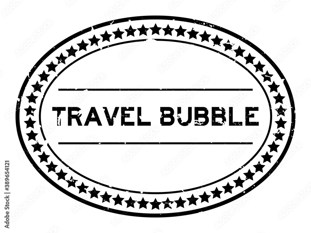 Grunge black travel bubble word oval rubber seal stamp on white background