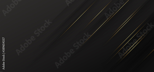 Abstract template black geometric diagonal background with golden line. Luxury style. Vector illustration