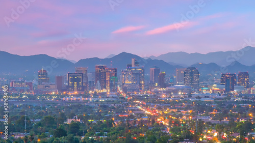 Phoenix city downtown skyline cityscape of Arizona in USA