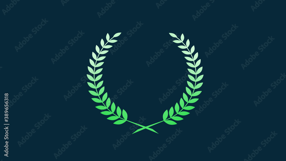 New green gradient wheat icon on aqua dark background, New wreath icon