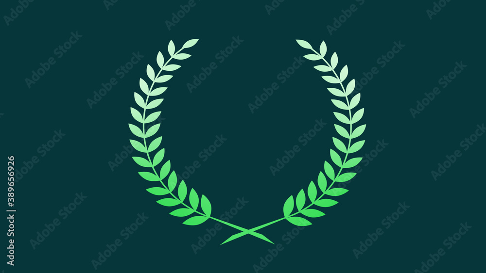 Amazing green and white gradient wheat icon on cyan dark background, Best wreath icon Amazing green and white gradient wheat icon on cyan dark background, Best wreath icon