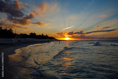 Photography Beautiful, colorful sunset on the beach in Varadeo, Cuba! Cote d'Azur of the Atlantic Ocean, next to the Caribbean Sea