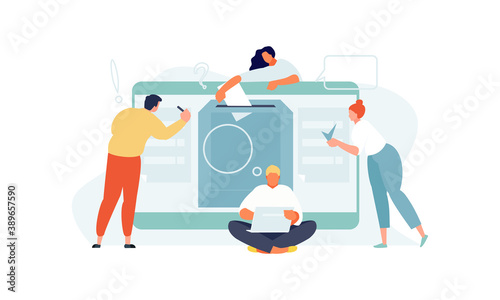 People group online voting election concept. Vector illustration