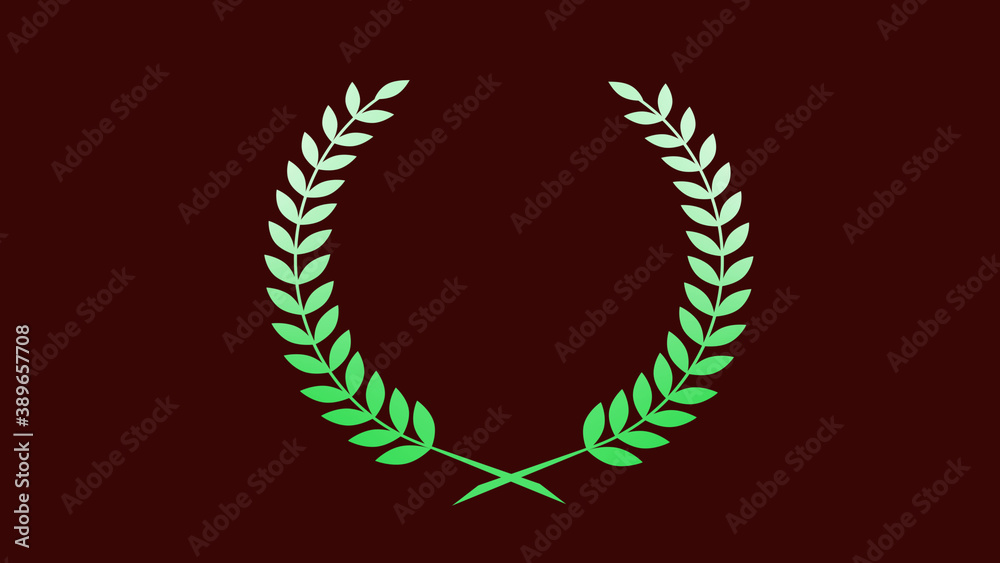 Best green and white gradient wheat icon on red dark background, New wreath logo icon Best green and white gradient wheat icon on red dark background, New wreath logo icon