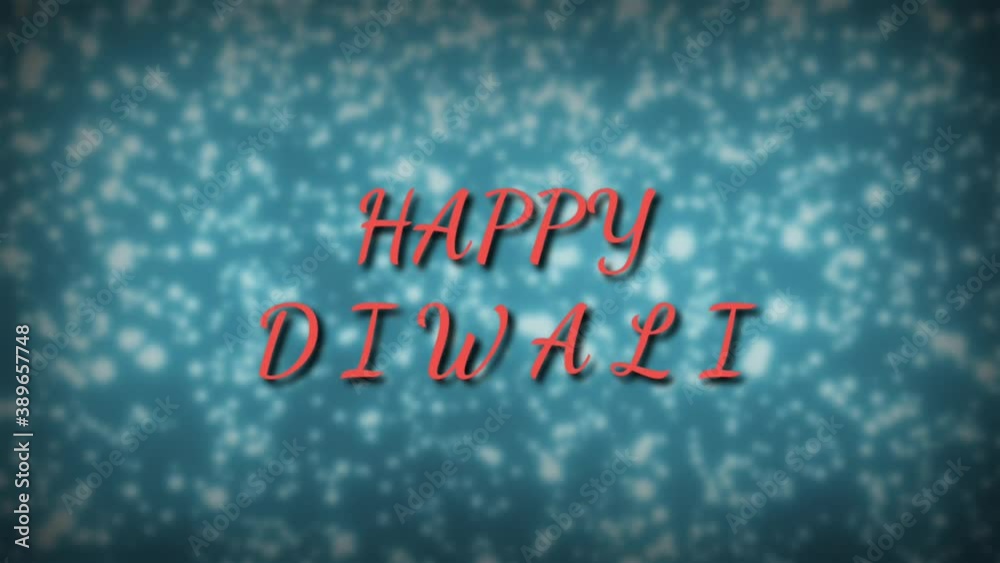 4K video animation of bouncing HAPPY DIWALI text isolated on crackers falling background.