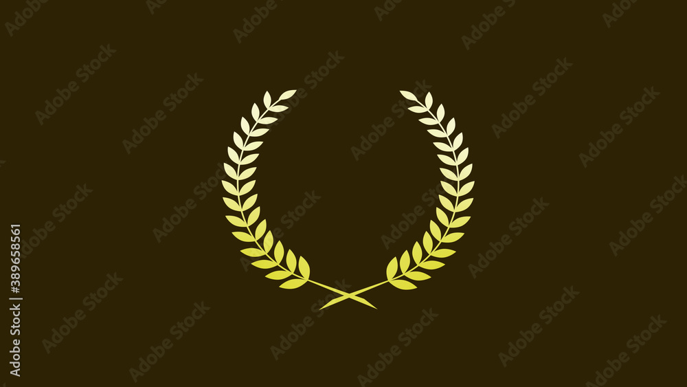 Amazing white yellow color gradient wheat icon on brown dark background, Wreath logo icon Amazing white yellow color gradient wheat icon on brown dark background, Wreath logo icon