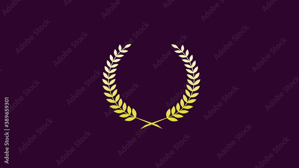 Beautiful white and yellow gradient wreath icon on pink dark background Beautiful white and yellow gradient wreath icon on pink dark background
