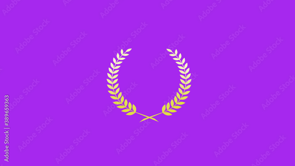 New white yellow gradient wheat icon on purple background, Gradient wreath icon New white yellow gradient wheat icon on purple background, Gradient wreath icon