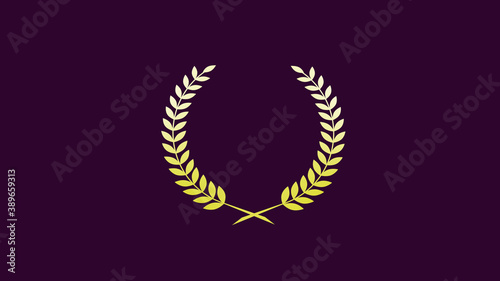Beautiful white and yellow gradient wreath icon on pink dark background