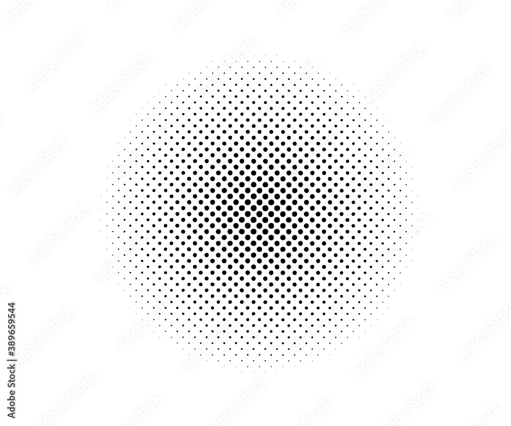 Halftone dotted abstract background circularly distributed. Half