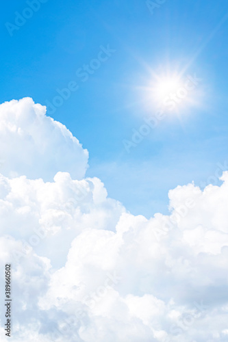 clouds in the blue sky. Windy clear cloud on blue sky in morning summer nature background concept for vivid nature fog banner image