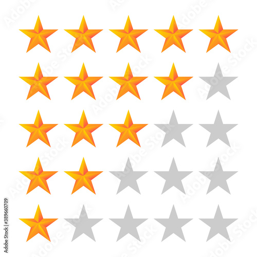 Golden star rating icon. Star feedback concept isolated on white. 