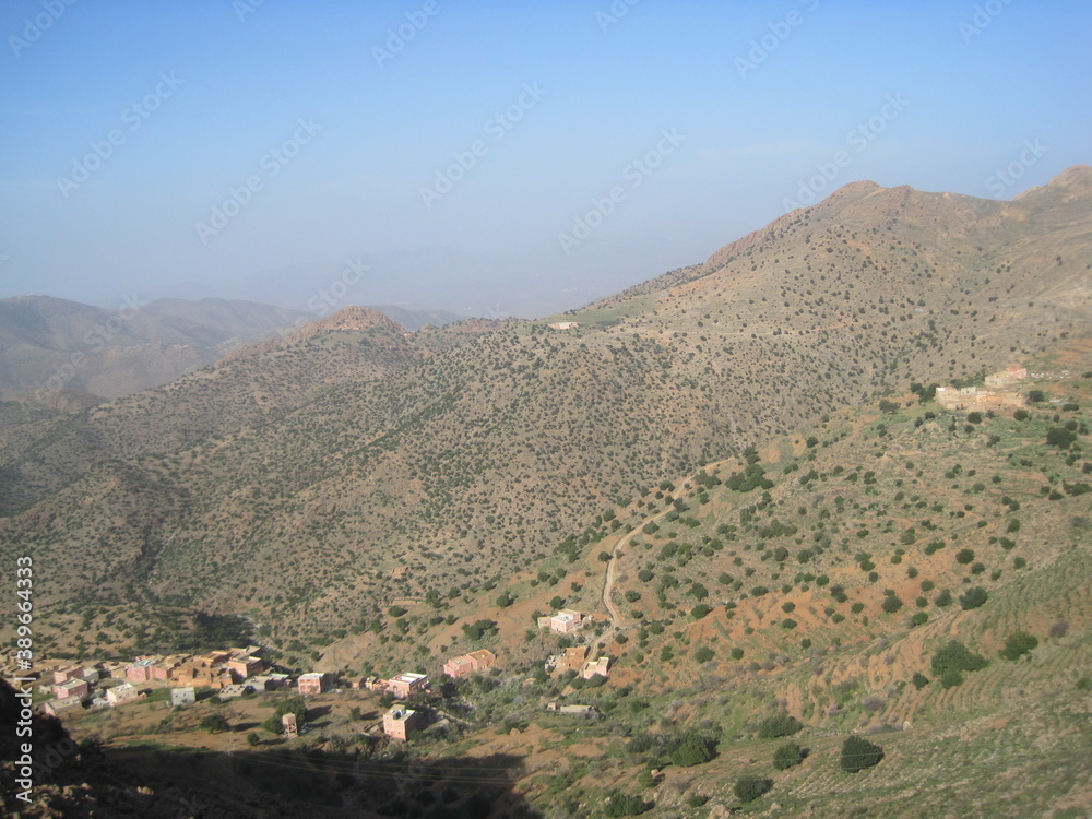 The dry Saharan landscapes and Atlas Mountains around Agadir in Morocco, Africa