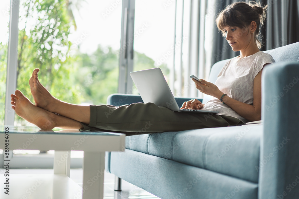 Woman working from home