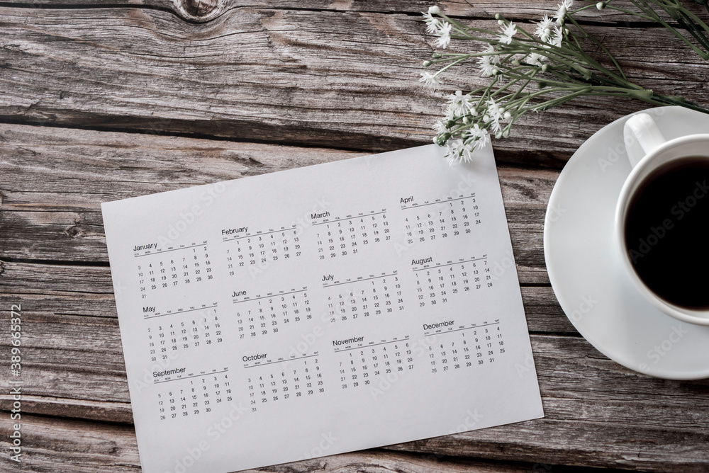 Fototapeta premium Calendar for Planner and organizer to plan and reminder daily appointment, meeting agenda, schedule, timetable, and management of the job, Work from home. Calendar reminder event Concept.