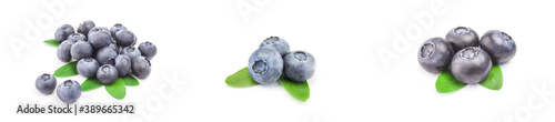 Collection of fresh huckleberry isolated on a white cutout