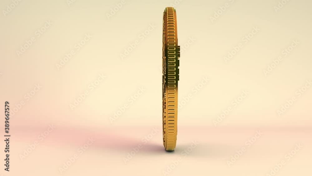 Bitcoin Cryptocurrency. 3D-Rendered Coin Spinning. Seamlessly Loopable