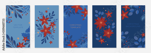 Biundle of Christmas and Happy New Year insta story templates.Holiday ad and promo concepts.Modern vector layouts.Xmas trendy design for social media marketing,digital post,prints,banners.