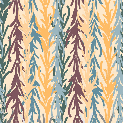 Fototapeta Naklejka Na Ścianę i Meble -  Vector seamless background with colorful illustration of herbs, plants. Use it for wallpaper, textile print, pattern fills, web page, surface textures, wrapping paper, design of presentation