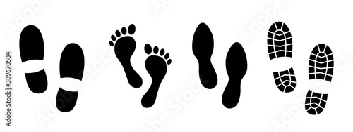Different human footprints icon. Vector illustration