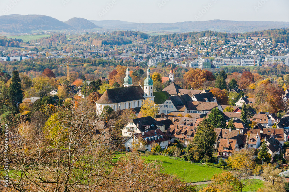 Arlesheim, Dom, Birstal, Birsebene, Dorf, Kirche, Ermitage, Herbst, Herbstlaub, Herbstfarben, Baselland, Schweiz

