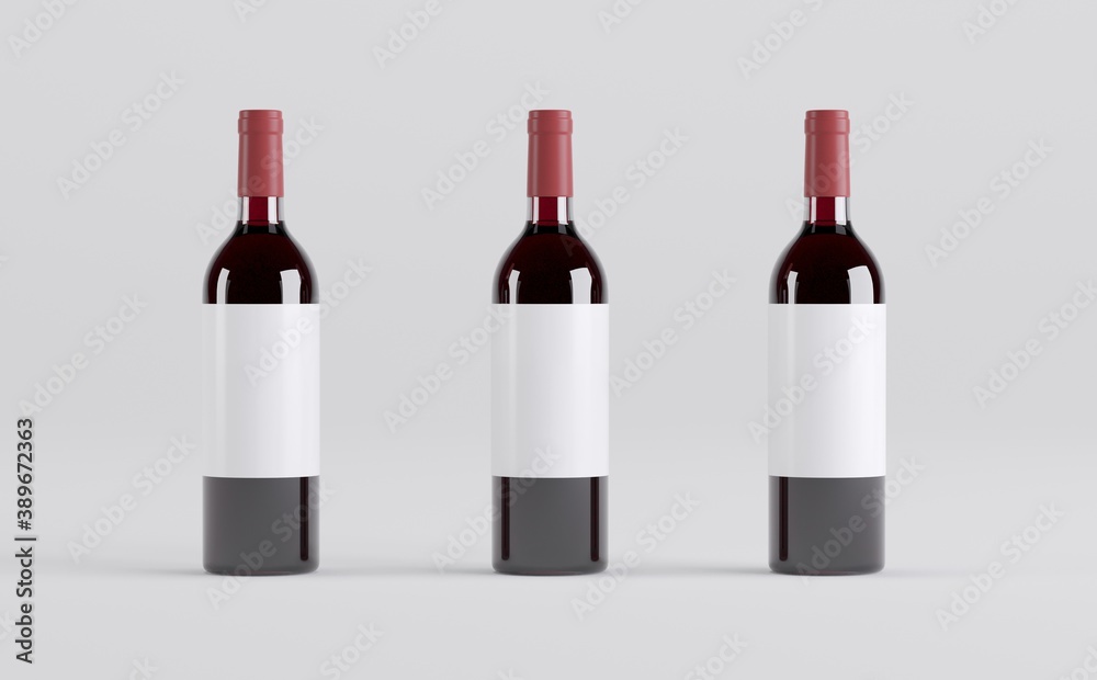 Wine Bottles Mockup 3D Illustration Wine Bottles Mockup 3D Illustration