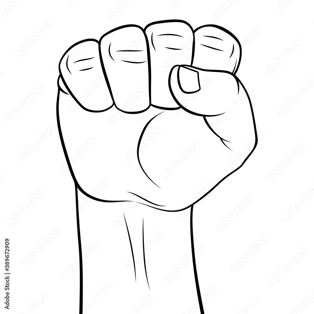 Raised Hand Clenched into Fist Symbolizing Power or Strength of Unity. Outline Concept of Power, Leadership, or Superiority. Thin Line Icon for Website Design. A Realistic Black and White Sketch Raised Hand Clenched into Fist Symbolizing Power or Strength of Unity. Outline Concept of Power, Leadership, or Superiority. Thin Line Icon for Website Design. A Realistic Black and White Sketch