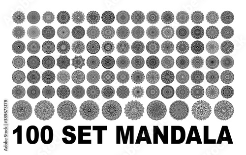 100 various mandala collections. Mandala art design Vector. Inspiring tattoo designs