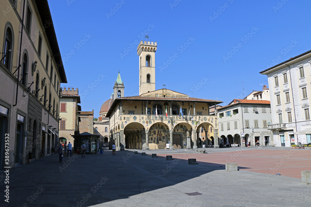 the main square of San Giovanni Valdarno with the famous Arnolfo palace