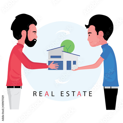 Real estate business feature realtor handover the house to buyer after finished the deal