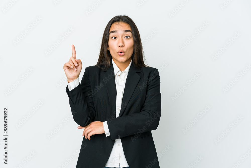 Young asian bussines woman isolated on white background having some great idea, concept of creativity.