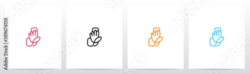 High Five Outline On Letter Logo Design J