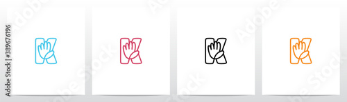High Five Outline On Letter Logo Design K