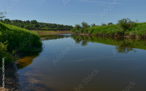 Fototapeta Naklejka Na Ścianę i Meble -  summer morning at headwaters of Dnieper river in Smolensk region, Russia