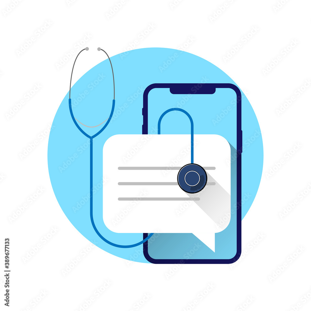 online professional doctor, medical consultation app for patient meeting, clinic service, consultation with a doctor on a mobile phone device, concept illustration flat design vector eps10