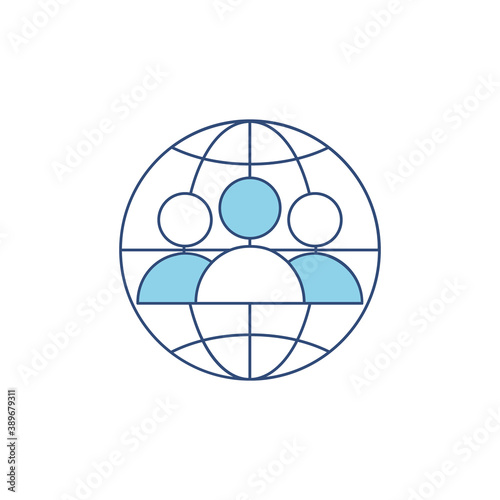 People in globe icon vector illustration isolated on white background.