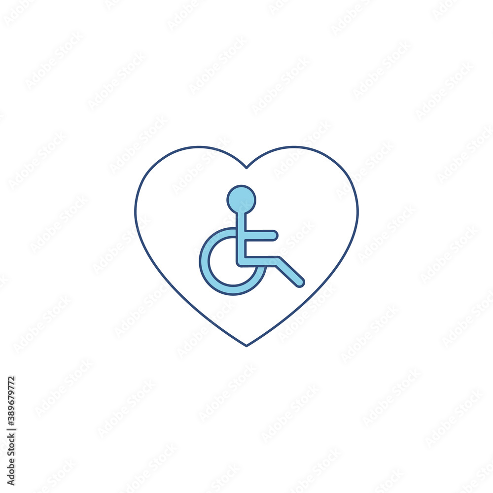 Disabled people help vector illustration isolated on white background. Voluntary, charity, donation icon. Disabled people help vector illustration isolated on white background. Voluntary, charity, donation icon.