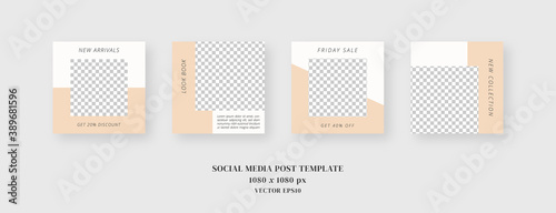 Social media template. Trendy editable social media post template. Mockup isolated. Template design. Vector illustration.