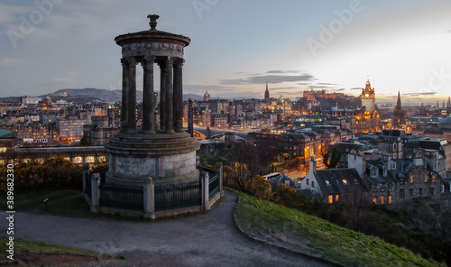 The town of Edinburgh at sunset Scotland