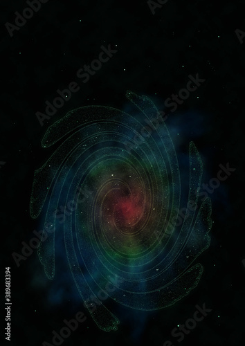 Fototapeta Naklejka Na Ścianę i Meble -  Stars and spiral galaxy in a free space.