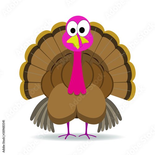 Cute cartoon holiday turkey ready for Thanksgiving and Christmas